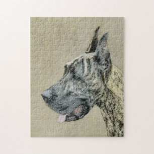 Great Dane (Brindle) Malerei - Original Hund Kunst Puzzle