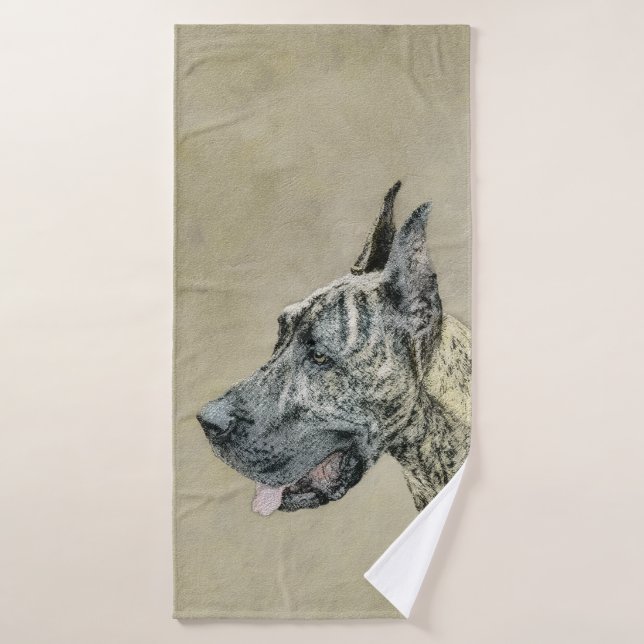 Great Dane (Brindle) Malerei - Original Hunde Art Badhandtuch Set (Badehandtuch)