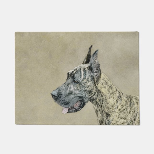 Great Dane (Brindle) Malerei - Original Hunde Art Fußmatte (Vorderseite)