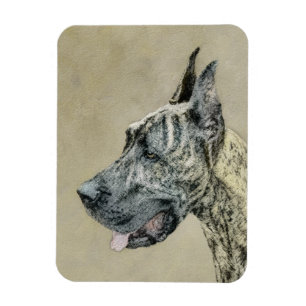 Great Dane (Brindle) Malerei - Original Hunde Art Magnet