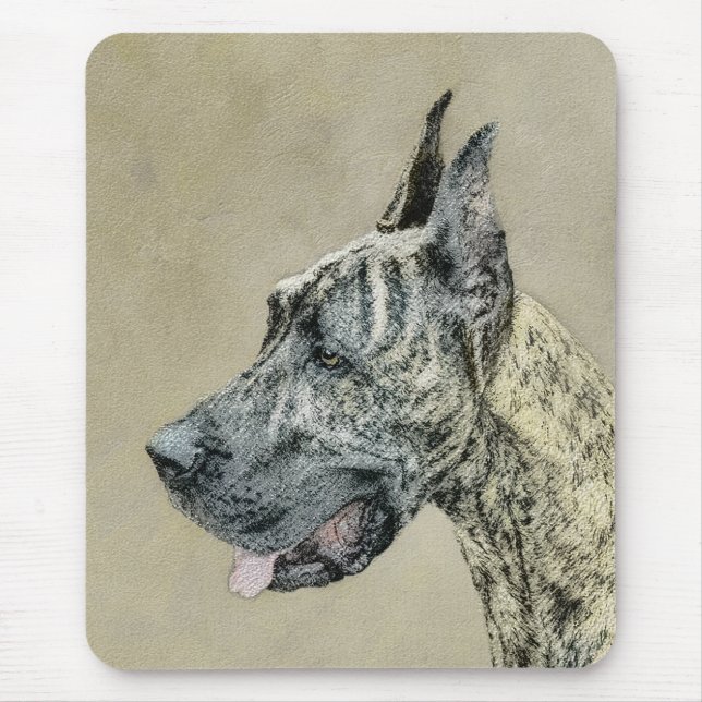 Great Dane (Brindle) Malerei - Original Hunde Art Mousepad (Vorne)