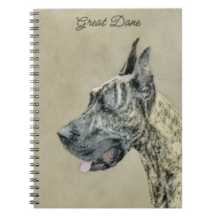 Great Dane (Brindle) Malerei - Original Hunde Art Notizblock