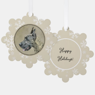 Great Dane (Brindle) Malerei - Original Hunde Art Ornament Karte
