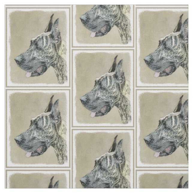 Great Dane (Brindle) Malerei - Original Hunde Art Stoff (Muster)