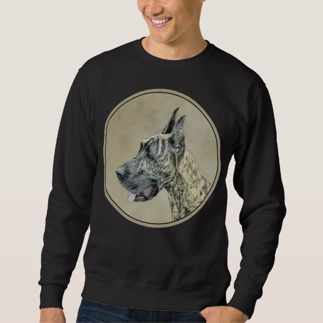 Great Dane (Brindle) Malerei - Original Hunde Art Sweatshirt (Vorderseite)