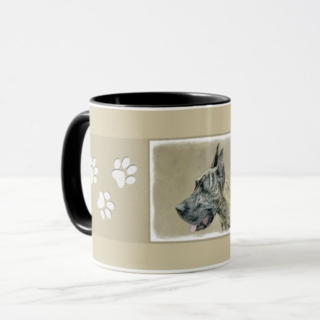 Great Dane (Brindle) Malerei - Original Hunde Art Tasse (Vorderseite Links)