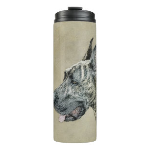 Great Dane (Brindle) Malerei - Original Hunde Art Thermosbecher