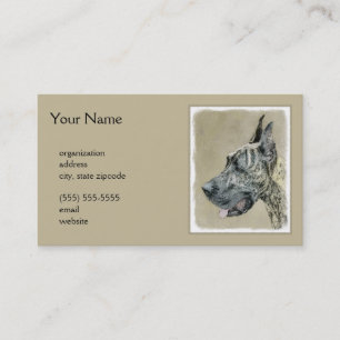 Great Dane (Brindle) Malerei - Original Hunde Art Visitenkarte
