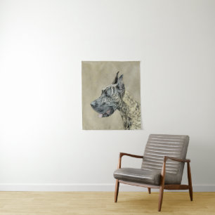 Great Dane (Brindle) Malerei - Original Hunde Art Wandteppich