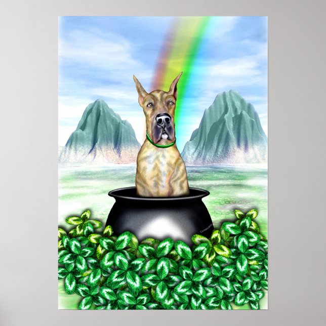 Great Dane Brindle Pot O Gold Poster (Vorne)