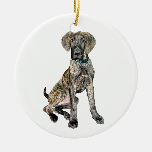 Great Dane Brindle Puppy Keramikornament (Vorne)