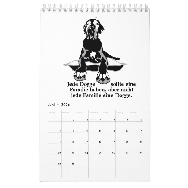 Great Dane Calendar Quotes weiß Kalender (Jun 2026)