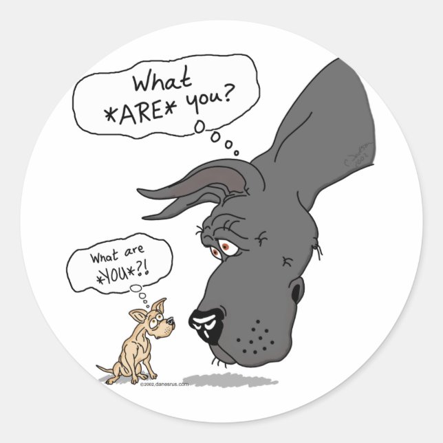 Great Dane & Chihuahua Black Runder Aufkleber (Vorderseite)