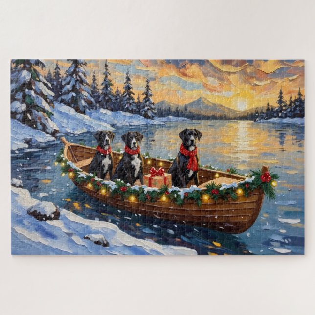 Great Dane Christmas Boat Holiday Puzzle (Horizontal)
