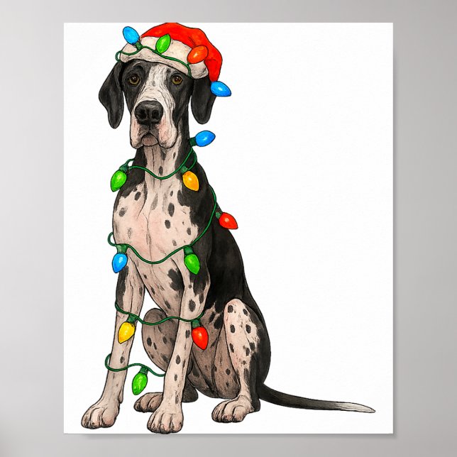 Great Dane Christmas Lights Dog Lover Xmas Pajama  Poster (Vorne)