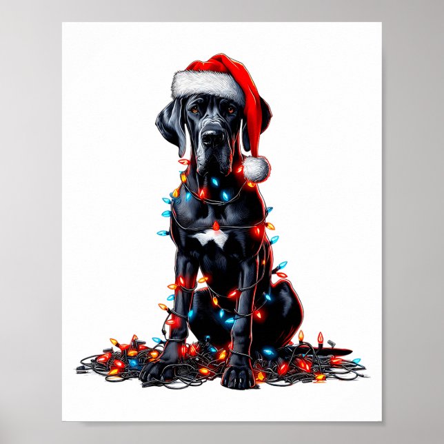 Great Dane Christmas Lights Dog Lover Xmas Pajama  Poster (Vorne)