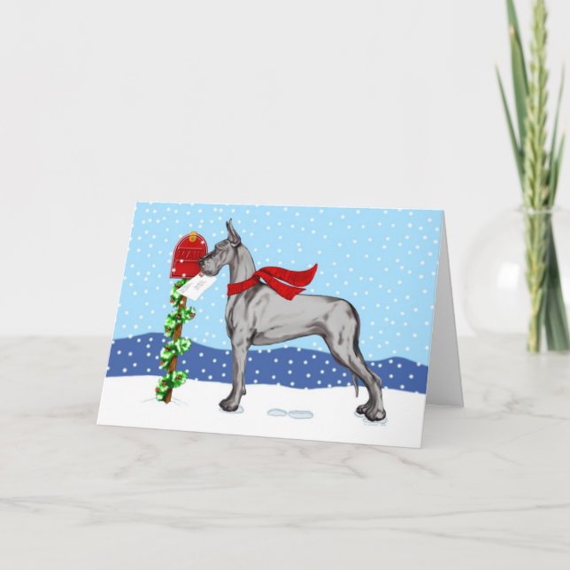 Great Dane Christmas Mail Black Feiertagskarte (Vorderseite)