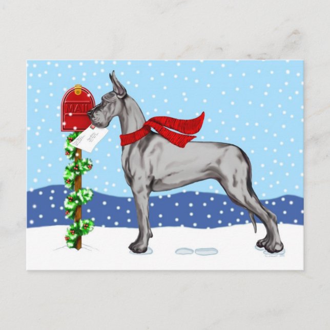 Great Dane Christmas Mail Black Feiertagspostkarte (Vorderseite)
