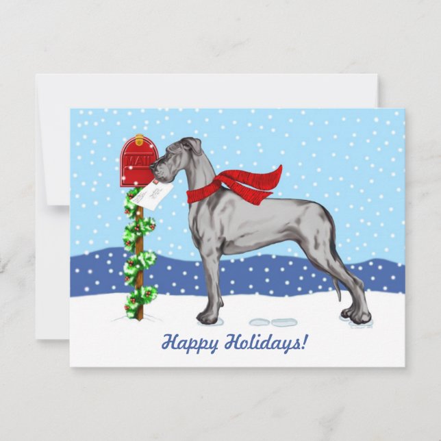 Great Dane Christmas Mail Black UC Einladung (Vorderseite)