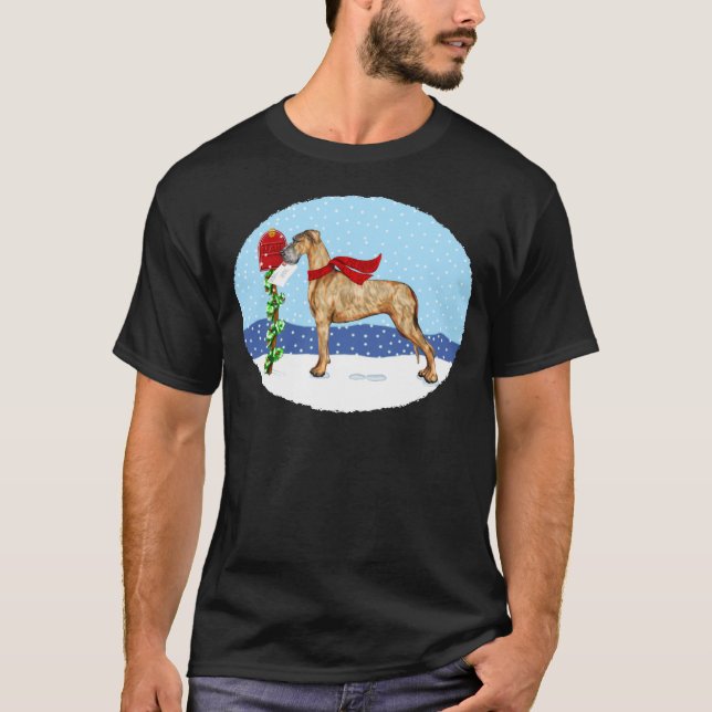 Great Dane Christmas Mail Brindle UC T-Shirt (Vorderseite)