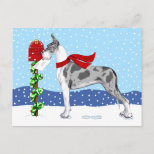Great Dane Christmas Mail Merle Feiertagspostkarte