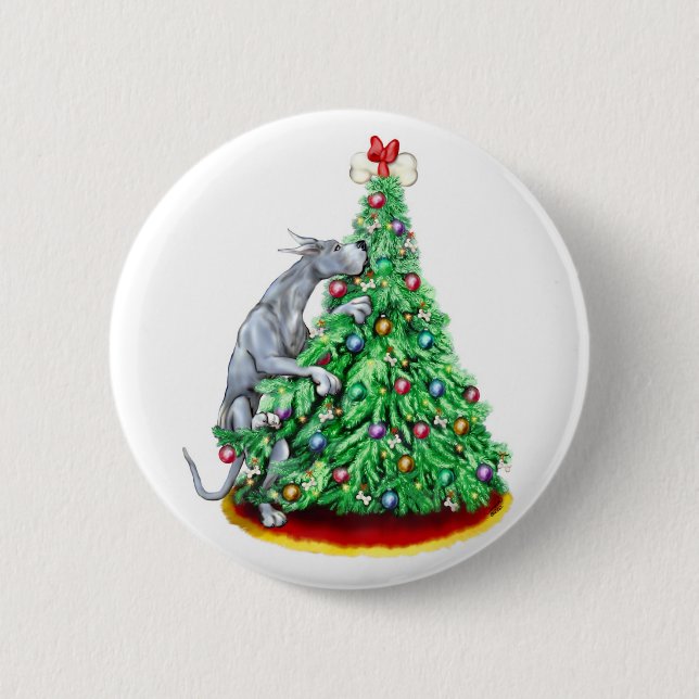 Great Dane Christmas Reach Goals Blue Button (Vorderseite)