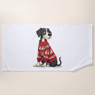 Great Dane Christmas Sweater Hund Strandtuch