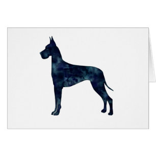 Great Dane Croppe Ohr Black Wassercolor Silhouette