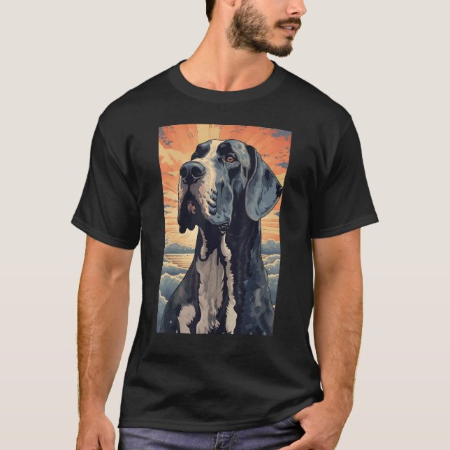 Great Dane Dog Aesthetic Japanese Ukiyo e 1 T-Shirt (Vorderseite)