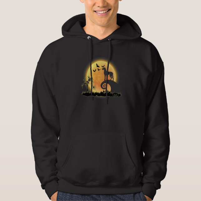 Great Dane Dog And Moon  Scary Halloween Costume Hoodie (Vorderseite)