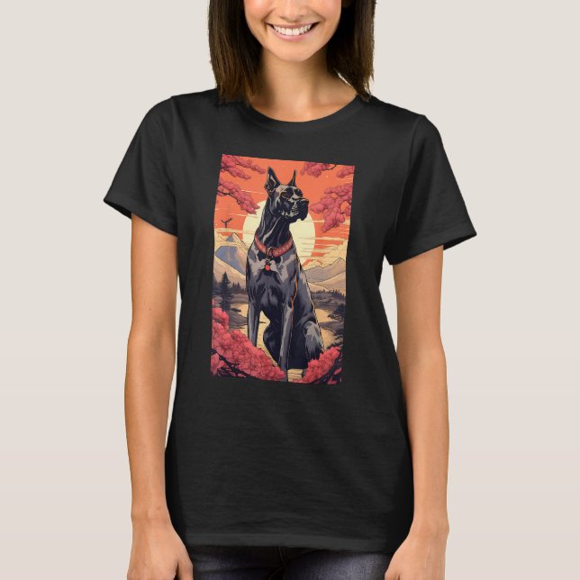 Great Dane Dog Ästhetik Japanisch Ukiyo e 2 T-Shirt (Vorderseite)