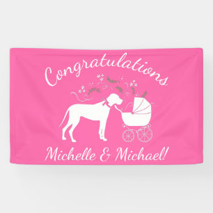 Great Dane Dog Baby Dusche Puppy Pink Girl Banner