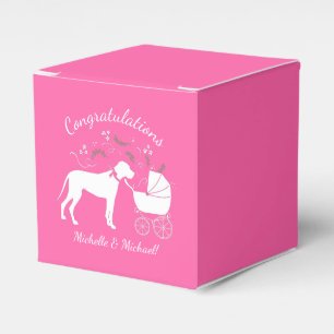 Great Dane Dog Baby Dusche Puppy Pink Girl Geschenkschachtel