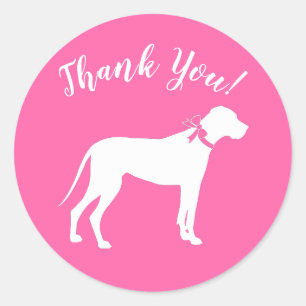 Great Dane Dog Baby Dusche Puppy Pink Girl Runder Aufkleber