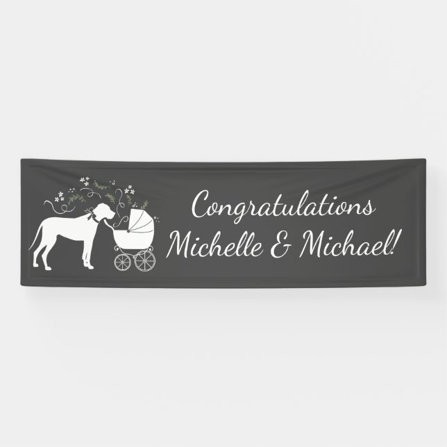 Great Dane Dog Baby Dusche Welpe Grau Banner (Horizontal)