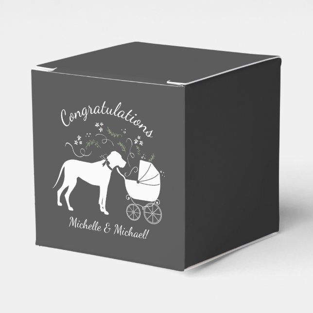 Great Dane Dog Baby Dusche Welpe Grau Geschenkschachtel (Vorderseite)
