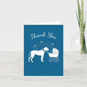 Great Dane Dog Baby Shower Welpe Blue Boy Dankeskarte