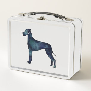Great Dane Dog Black Watercolor Silhouette Metall Brotdose