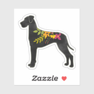 Great Dane Dog Breed Boho Floral Silhouette N Aufkleber