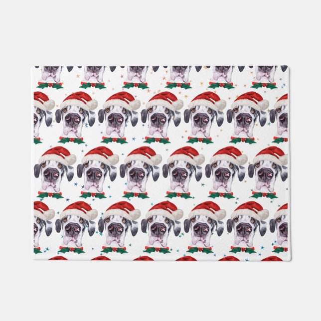 Great Dane Dog Breen Weihnachtsstars Fußmatte (Vorderseite)