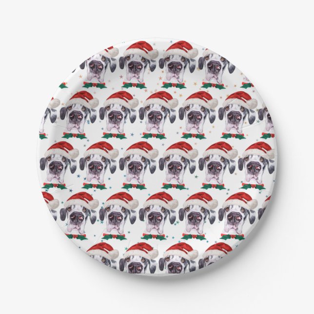 Great Dane Dog Breen Weihnachtsstars Pappteller (Vorderseite)