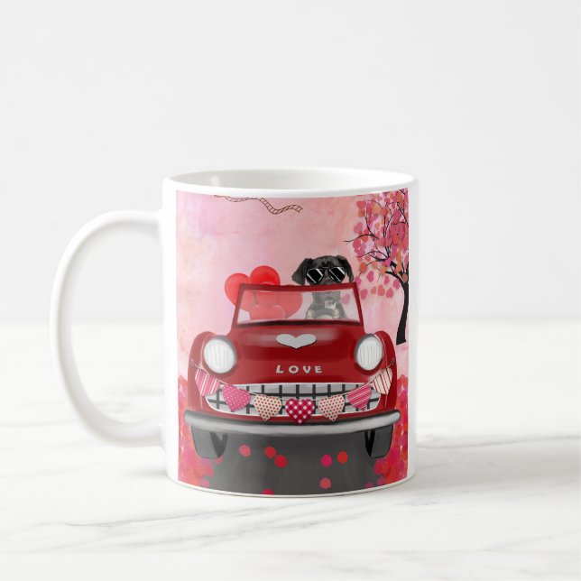 Great Dane Dog Car with Hearts Valentine's  Kaffeetasse (Links)