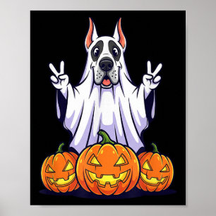 Great Dane Dog Ghost Pumpkin Boo Halloween Kinder  Poster