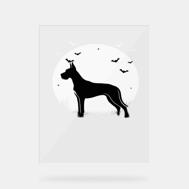 Great Dane Dog - Halloween Moon Silhouette Classic Acrylschild (Vorderseite)