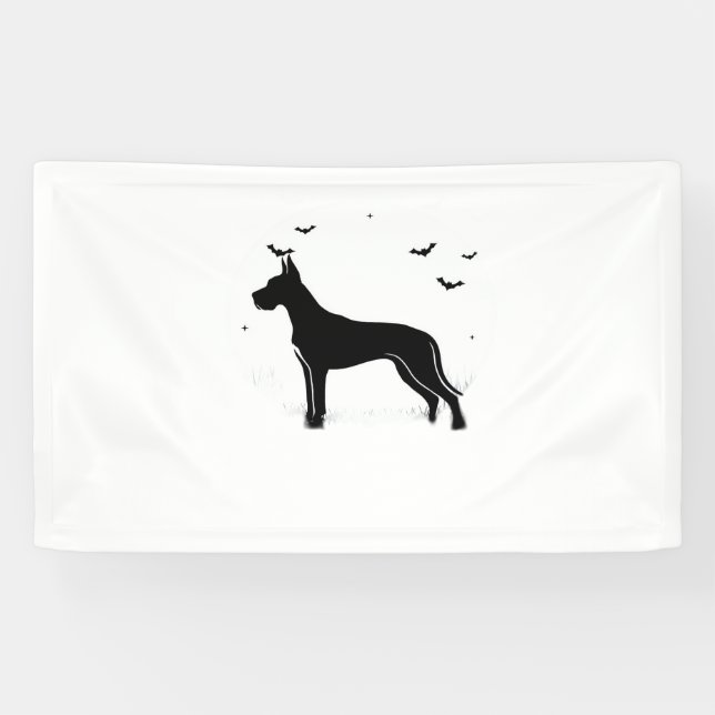 Great Dane Dog - Halloween Moon Silhouette Classic Banner (Horizontal)