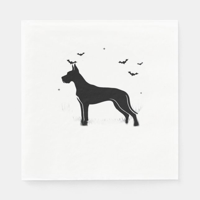 Great Dane Dog - Halloween Moon Silhouette Classic Serviette (Vorderseite)