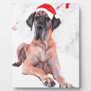 Great Dane Dog Hat frohe Weihnachten Fotoplatte