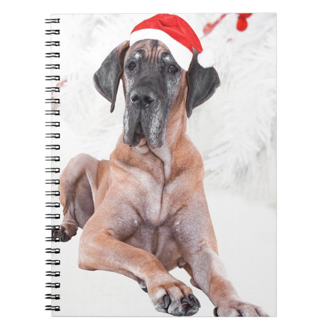 Great Dane Dog Hat frohe Weihnachten Notizblock (Vorderseite)