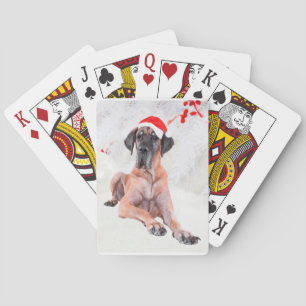 Great Dane Dog Hat frohe Weihnachten Spielkarten