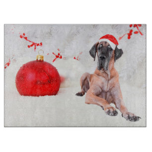 Great Dane Dog Hat Frohe Weihnachts Red Ornament Schneidebrett